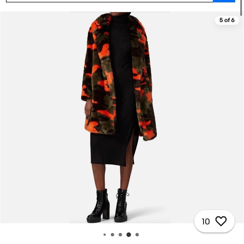 Apparis Faux Fur Jacket. Black, Orange and Green - Picture 9 of 12